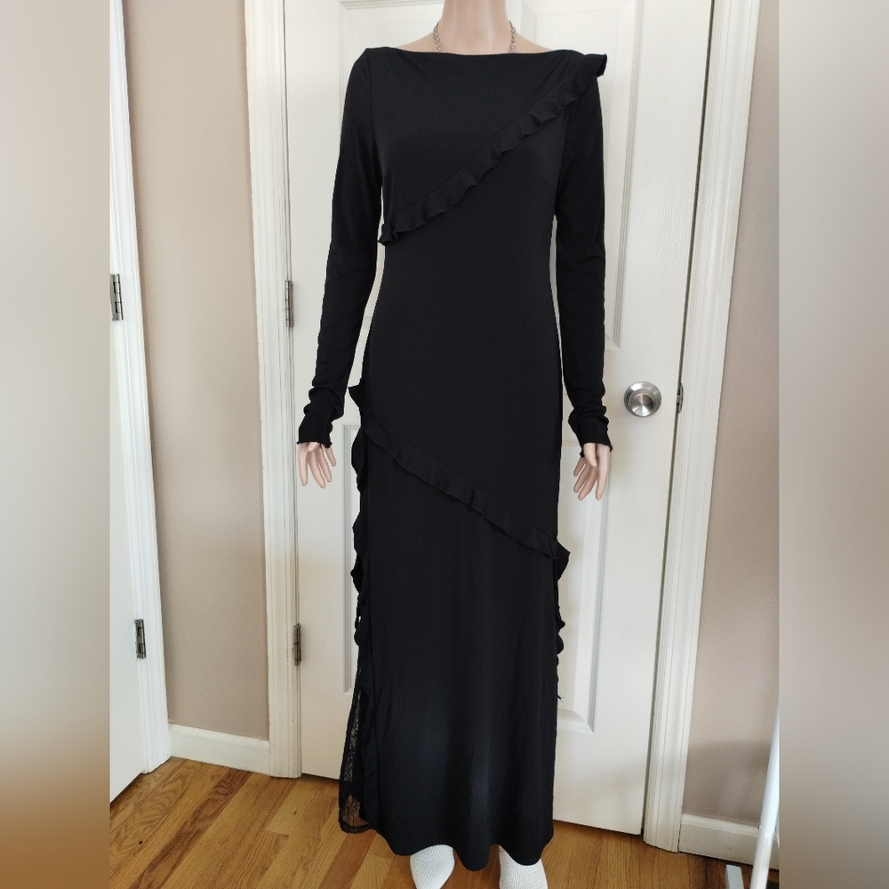 Daska Chic Black Ruffle Long Sleeve Dress 4